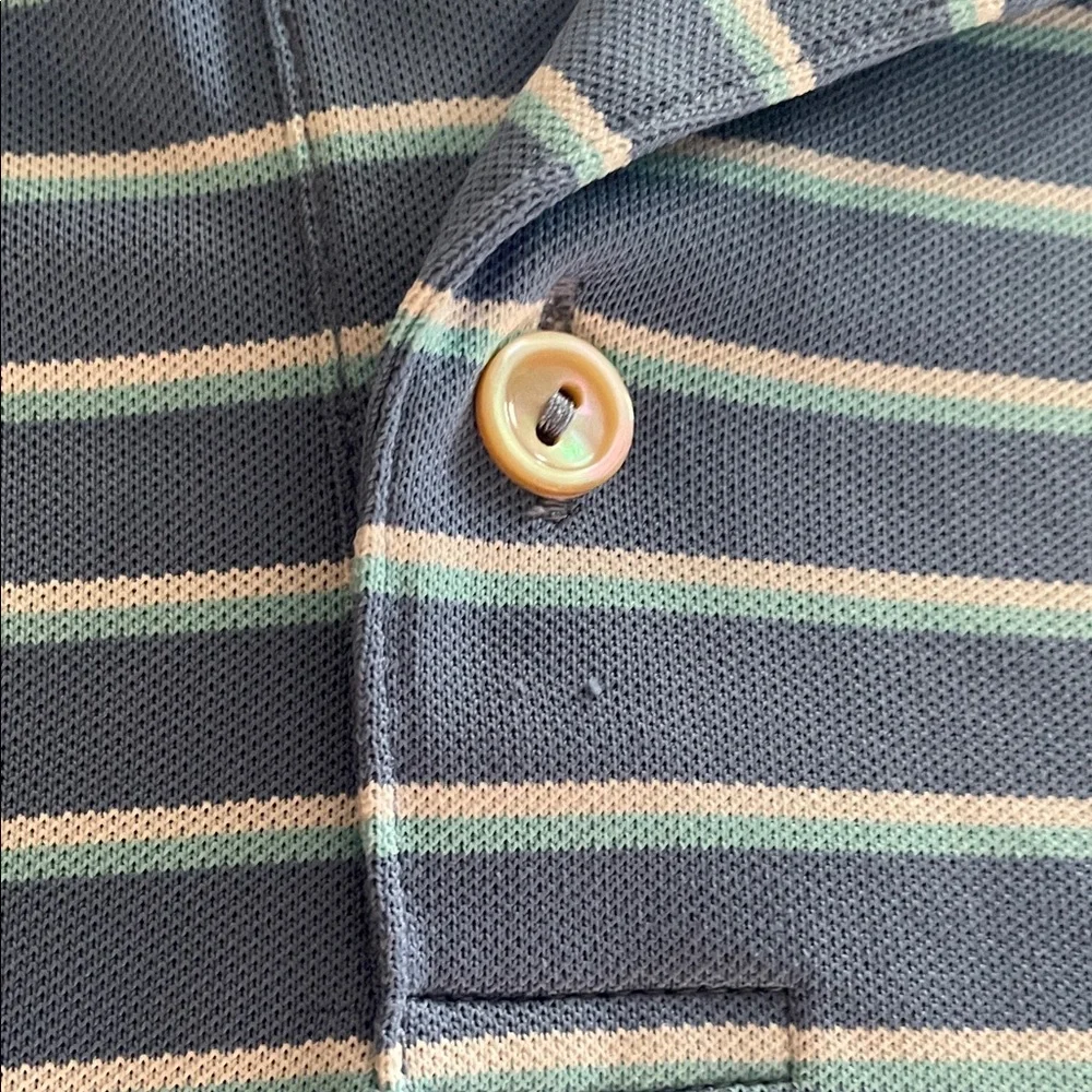 Peter Millar Blue and White Striped Polo Shirt